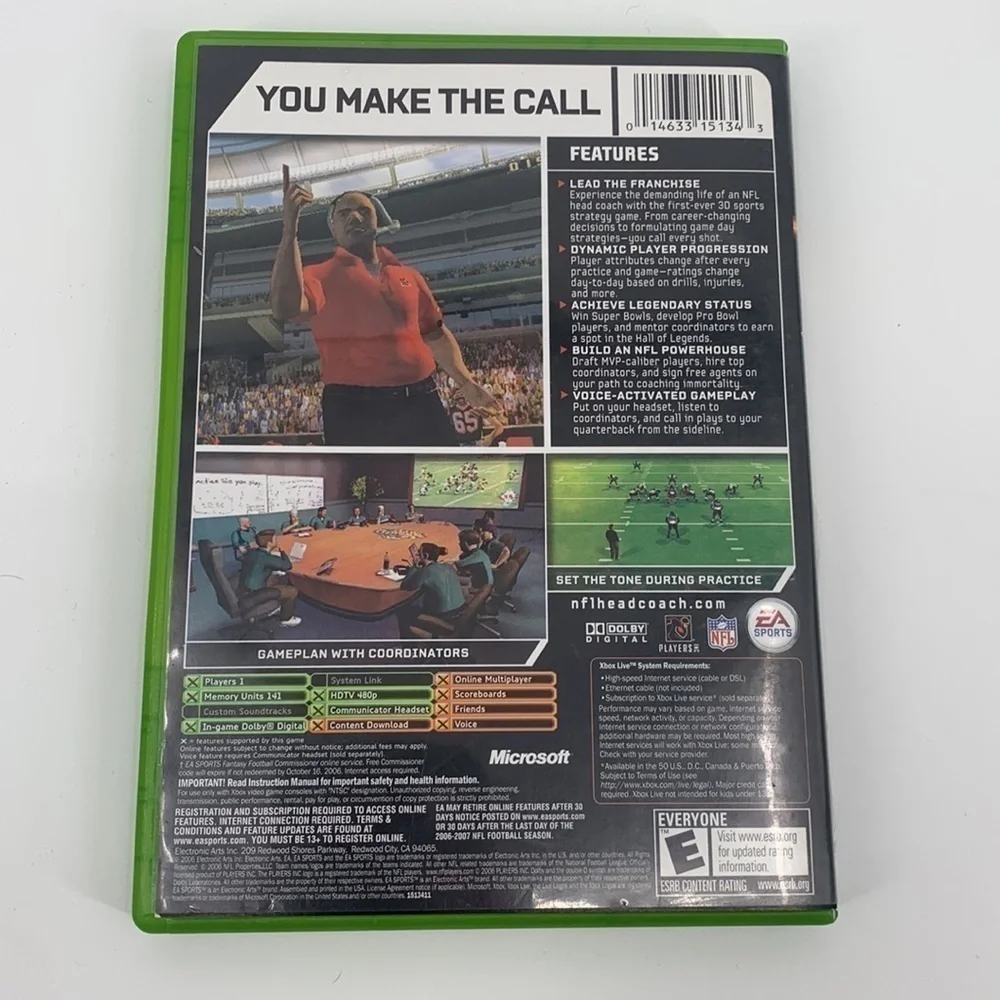 Xbox NFL Head Coach Football Video Game